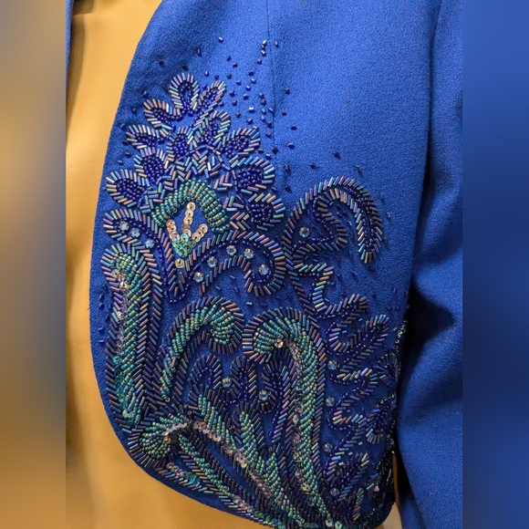 Beaded Blue Bolero Jacket Size 8 by A.J. Bari - Picture 3 of 16